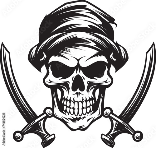 Dagger Piercing Skull Emblem of Maritime Rogues Jolly Roger Skull Iconic Pirate Symbol