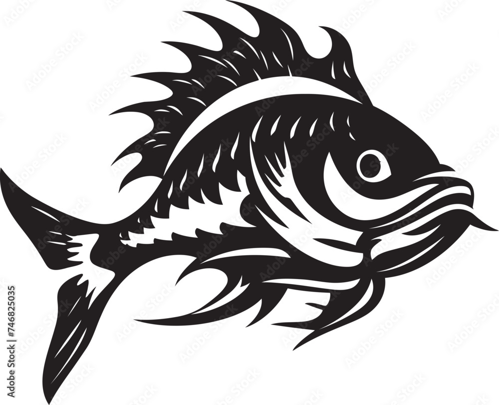 Obraz premium Oasis Ornaments Freshwater Fish Logo Illustrations Azure Allegro Tropical Fish Vector Sketches