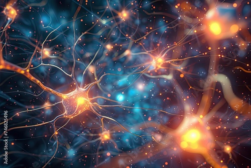 Neural Connections of the Brain Illustration: Abstract Network of Neurons, Brain Connectivity,