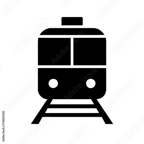 Icon of a train traveling along the tracks and arriving at the station