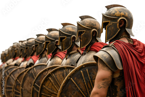 Unwavering Spartan Army Marching to Battle Isolated on Transparent Background