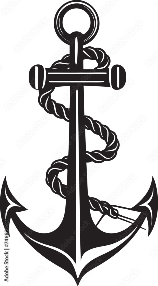 Classic Nautical Badge Anchor Rope Vector Design Coastal Heritage Emblem Ship Anchor with Rope Vector Logo Classic Nautical Badge Anchor Rope Vector Design Coastal Heritage Emblem Ship Anchor with Rope Vector Logo