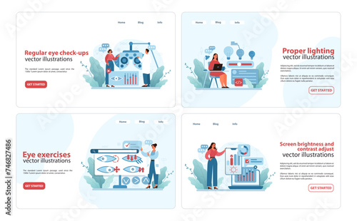 Eye Health Web Banners. Engaging vector illustrations for website sections on eye check-ups.
