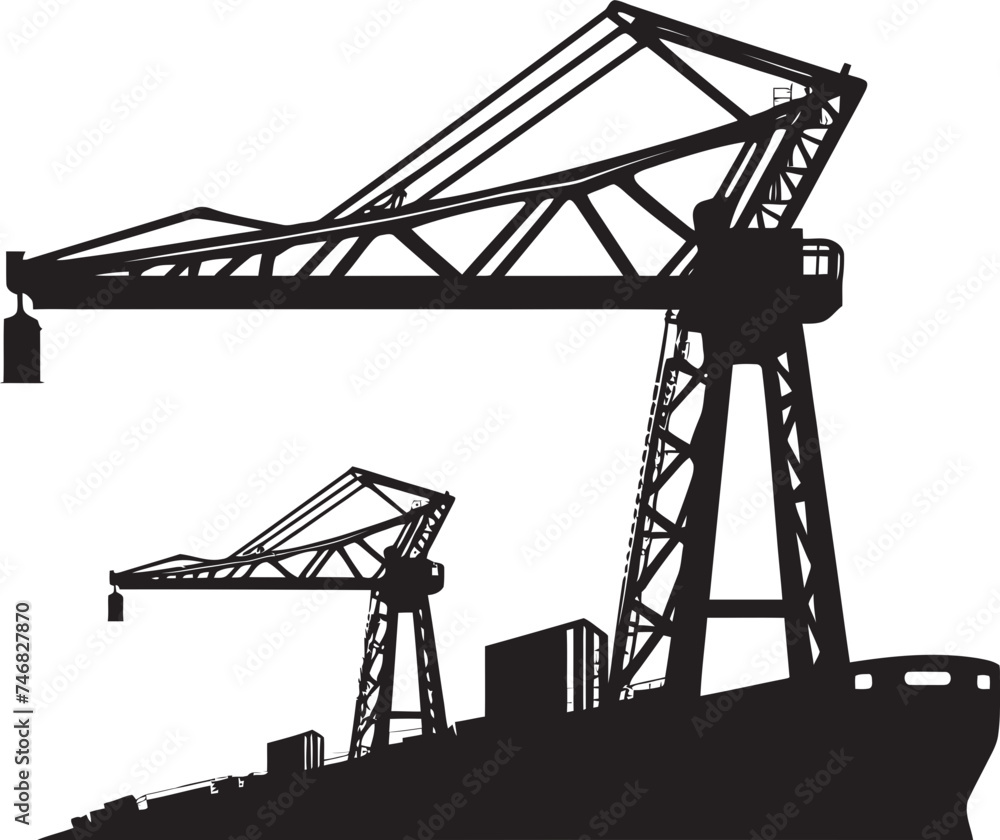 Container Terminal Icon Port Crane Vector Graphic Seaport Infrastructure Emblem Crane Vector Logo Container Terminal Icon Port Crane Vector Graphic Seaport Infrastructure Emblem Crane Vector Logo
