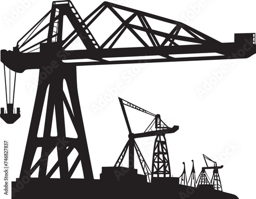 Seafaring Infrastructure Emblem Crane Vector Icon Maritime Container Terminal Symbol Port Crane Vector Design