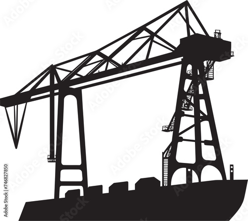 Coastal Freight Crane Logo Shipping Port Crane Graphic Nautical Harbor Operations Icon Crane Vector Design