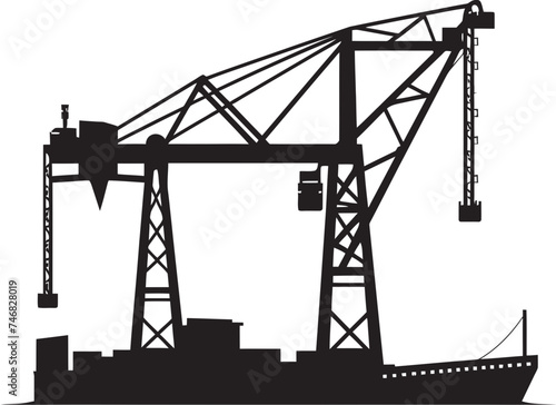 Wharfside Logistics Symbol Shipping Port Crane Design Harbor Crane Icon Port Crane Vector Graphic