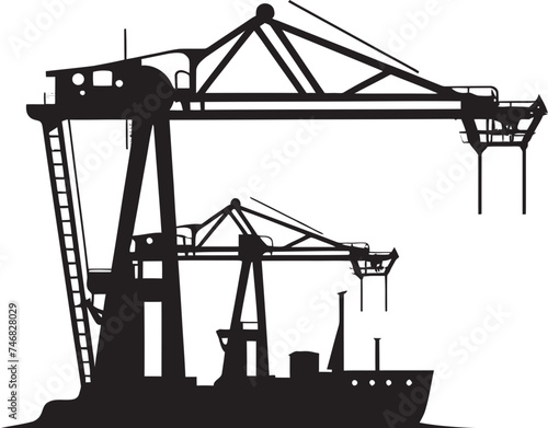 Dockside Cargo Handler Symbol Crane Vector Design Harbor Crane Badge Port Crane Vector Graphic