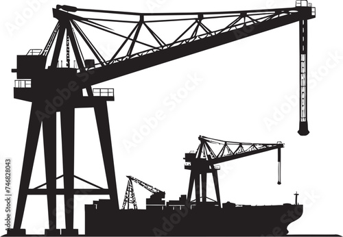 Port Crane Dynamics Vector Logo Design for Shipping Nautical Loading Icon Port Crane Vector Graphics