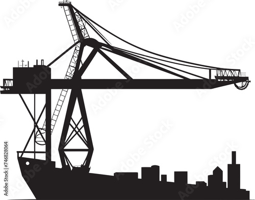 Harbor Infrastructure Symbol Crane Vector Logo Dockside Logistics Icon Port Crane Vector Graphics