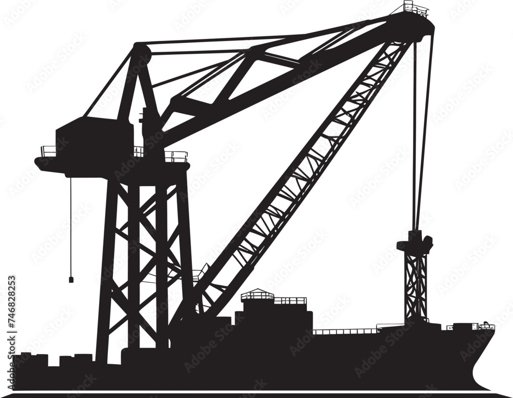 Marine Terminal Emblem Shipping Port Crane Design Wharfside Logistics Icon Crane Vector Logo Marine Terminal Emblem Shipping Port Crane Design Wharfside Logistics Icon Crane Vector Logo