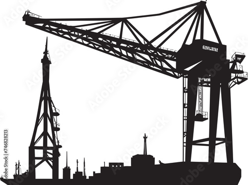 Maritime Shipping Hub Emblem Shipping Port Crane Design Harbor Crane Symbol Crane Vector Logo