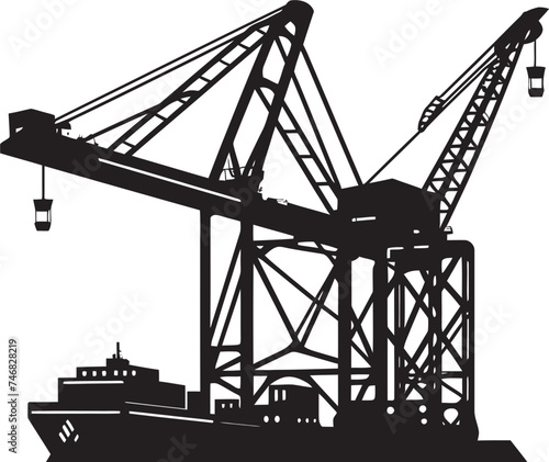 Industrial Shipping Hub Icon Port Crane Vector Graphic Wharfside Logistics Emblem Shipping Port Crane Design
