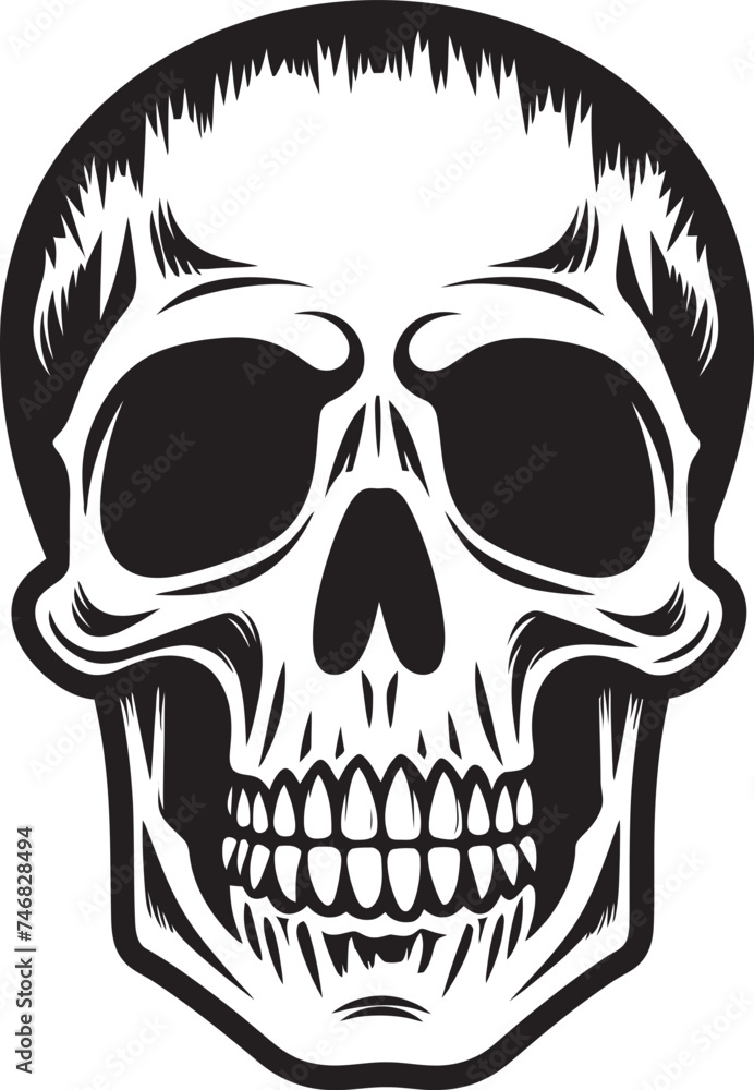 Fototapeta premium Terrifying Skeletal Emblem Startled Vector Icon Spooky Skeleton Icon Shocked Vector Logo