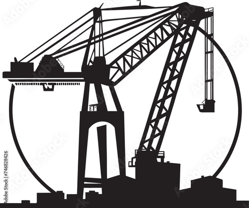 Harbor Crane Emblem Crane Vector Logo Container Terminal Icon Port Crane Vector Graphic