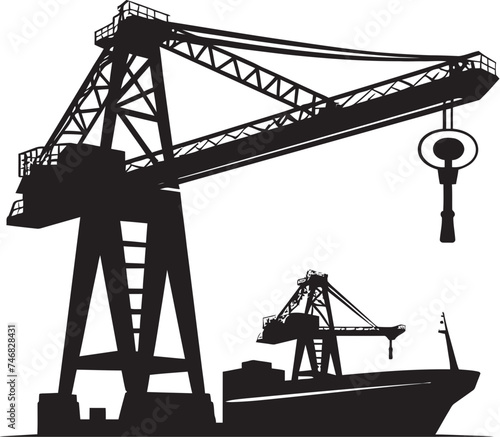 Container Terminal Icon Port Crane Vector Graphic Seaport Infrastructure Symbol Shipping Port Crane Design