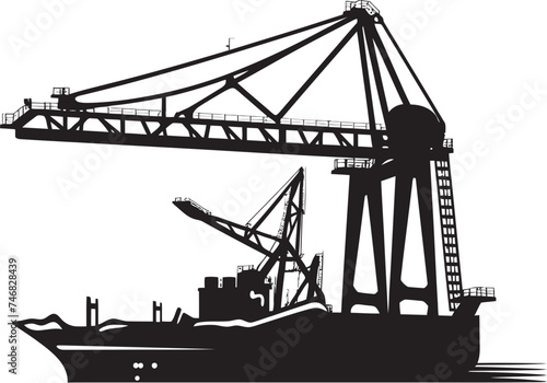 Harbor Crane Icon Crane Vector Logo Seafaring Infrastructure Emblem Port Crane Vector Graphic