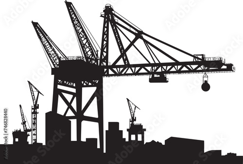 Seafaring Infrastructure Emblem Port Crane Vector Graphic Container Terminal Symbol Shipping Port Crane Design