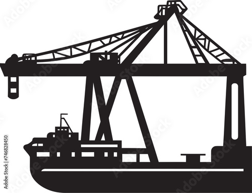 Dockside Cargo Handler Symbol Port Crane Vector Icon Industrial Shipping Hub Logo Crane Vector Design