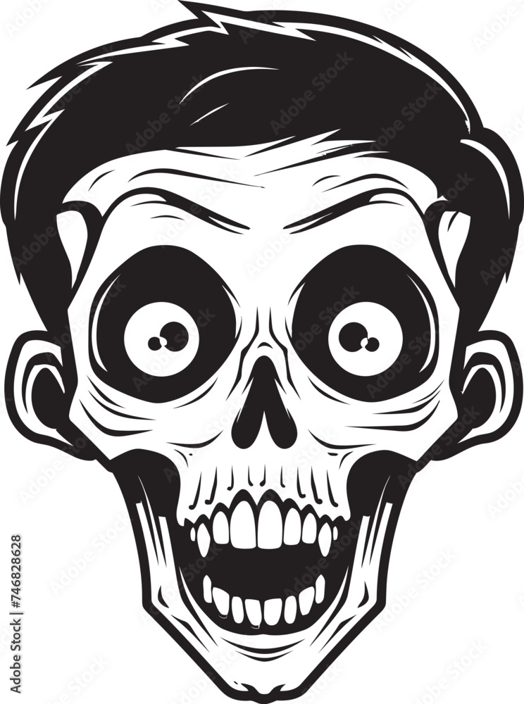 Fototapeta premium Dreadful Skeletal Badge Startled Vector Design Haunting Surprise Logo Shocked Skeleton Emblem