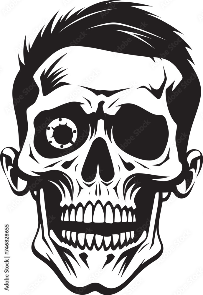 Grim Surprise Badge Shocked Skeleton Emblem Frightening Skeleton Logo Startled Vector Graphic
