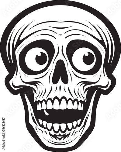 Bone Chilling Surprise Shocked Skeleton Vector Graphic Skeleton Horror Emblem Startled Vector Logo