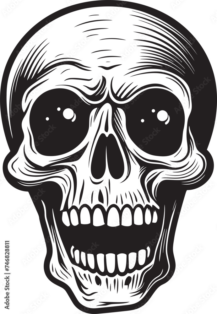 Fototapeta premium Chilling Surprise Emblem Startled Skeleton Vector Design Skeleton Horror Symbol Petrifying Vector Logo