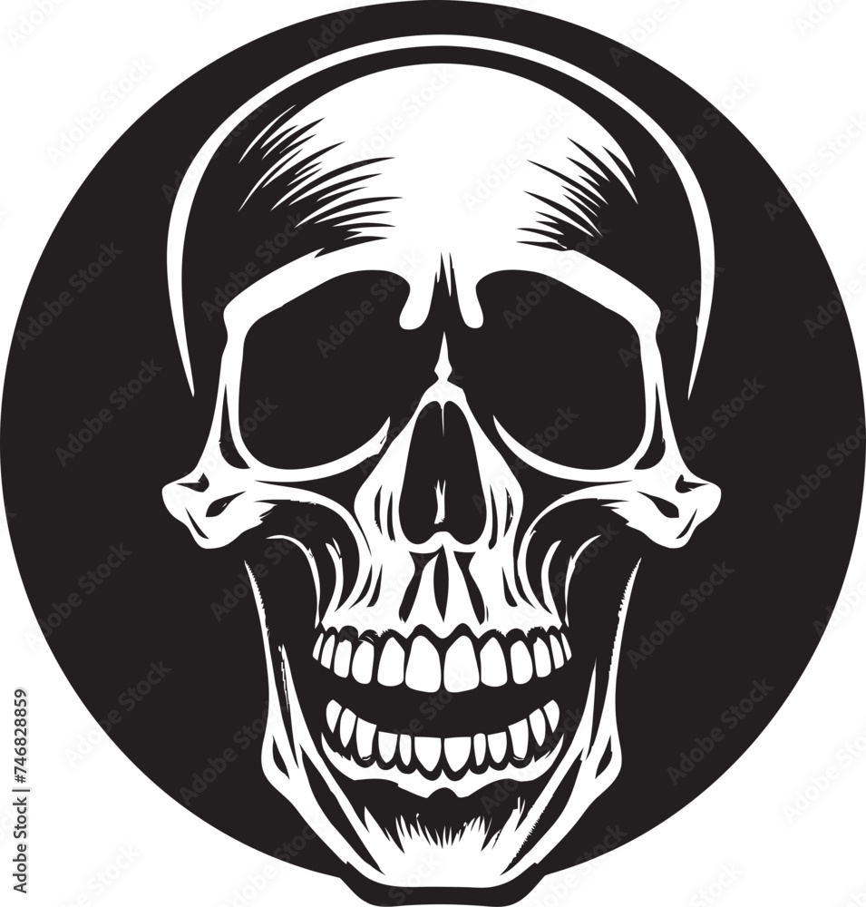 Grim Surprise Emblem Startled Vector Graphic Haunting Bone Structure Symbol Shocked Skeleton Vector Logo