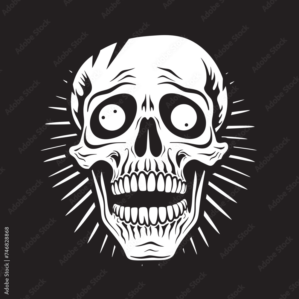 Fototapeta premium Skeleton Horror Emblem Shocked Vector Graphic Dreadful Surprise Symbol Startled Skeleton Vector Design
