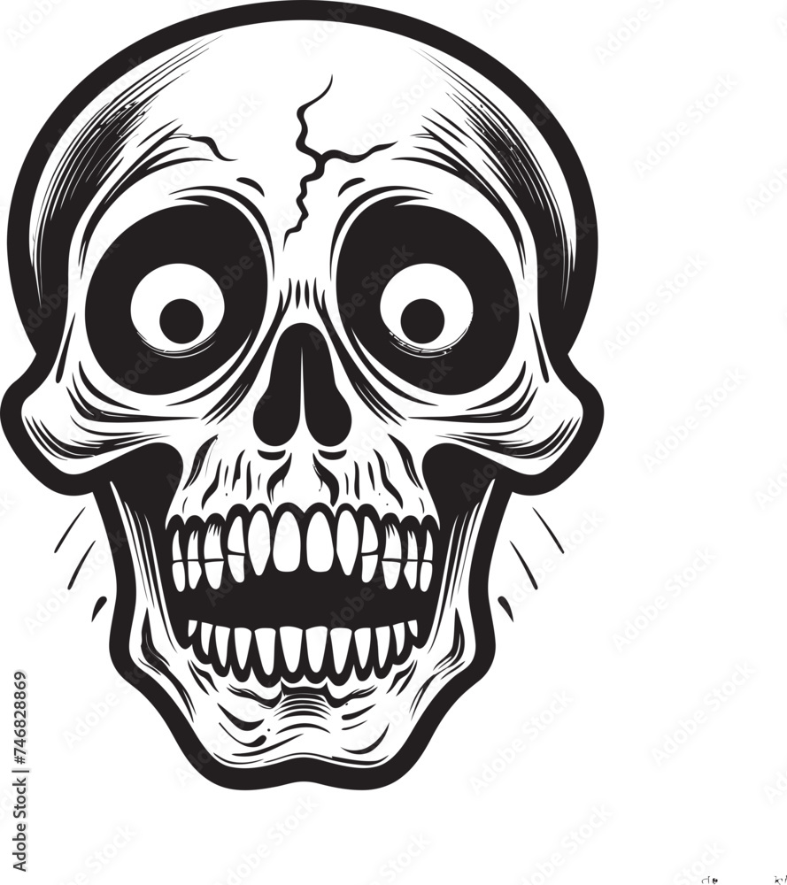 Fototapeta premium Chilling Surprise Icon Bone Chilling Skeleton Vector Design Skeleton Horror Emblem Shocked Vector Graphic