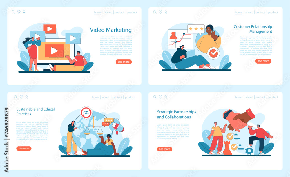 Marketing 5.0 set. Dynamic video marketing, nurturing customer relationships