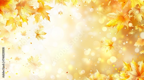 Autumn orange banner with blurred maple leaves background for seasonal design projects