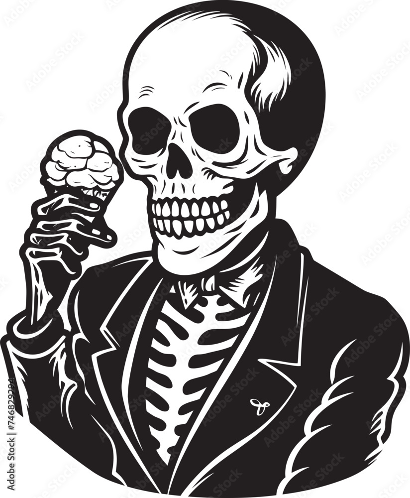 Terrifying Temptations Skeleton and Soft Ice Cream Logo Design Ghostly Goodness Skeleton Licking Soft Serve Vector Emblem Terrifying Temptations Skeleton and Soft Ice Cream Logo Design Ghostly Goodness Skeleton Licking Soft Serve Vector Emblem