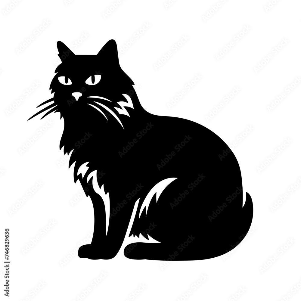 cat black and white vector illustration isolated transparent background logo, cut out or cutout t-shirt print design cat black and white vector illustration isolated transparent background logo, cut out or cutout t-shirt print design