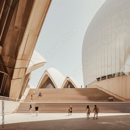 Sunny Day at the Iconic Sydney Opera House with Visitors