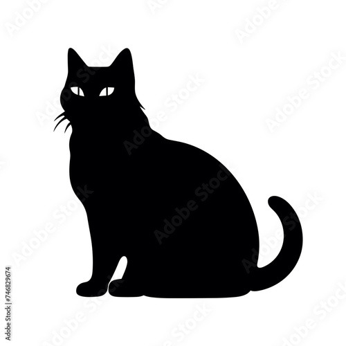 cat black and white vector illustration isolated transparent background logo, cut out or cutout t-shirt print design