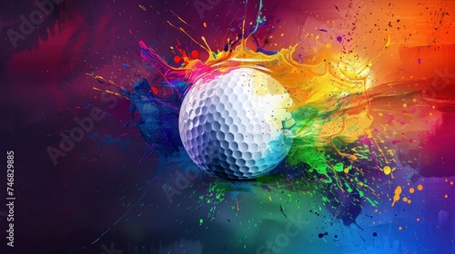 illustration of a golf ball with colorful smoke