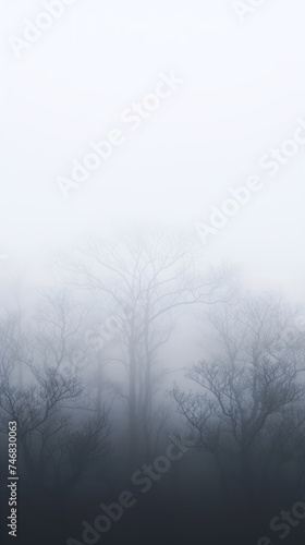 A foggy forest with trees fading into the mist Calmness atmospheric photo footage for TikTok, Instagram, Reels, Shorts