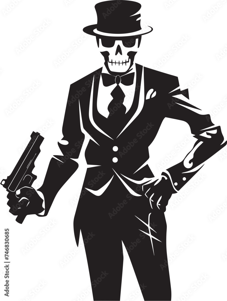 Bonefire Battleground Firearms Graphic Logo Design Skeletal Sharpshooters Skeleton with Guns Vector