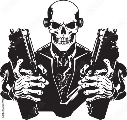Bonefire Brigade Guns Vector Icon Skeletal Sharpshooter Firearms Graphic Logo