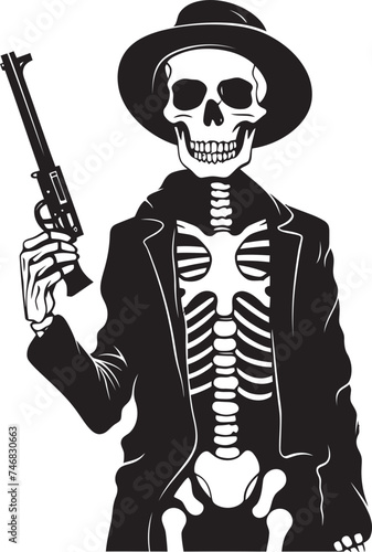 Rifle Renegades Gunslinging Skeleton Icon Bonefire Battleground Firearms Graphic Logo Design