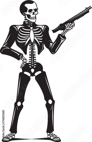 Pistol Prowess Gunslinging Skeleton Icon Skele Sniper Squad Firearms Graphic Logo