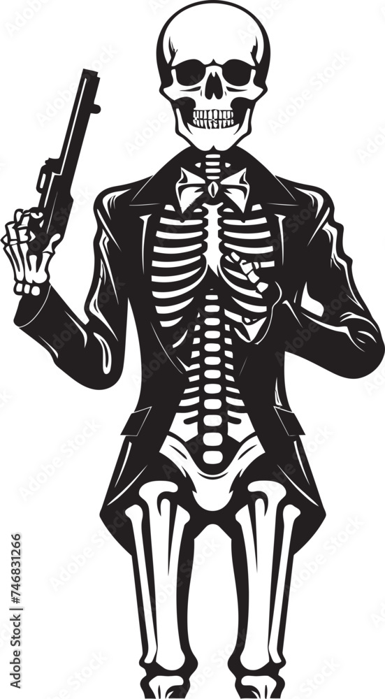 Skele Shot Guns Graphic Logo Design Rifle Rattler Skeleton with Firearms Vector Skele Shot Guns Graphic Logo Design Rifle Rattler Skeleton with Firearms Vector