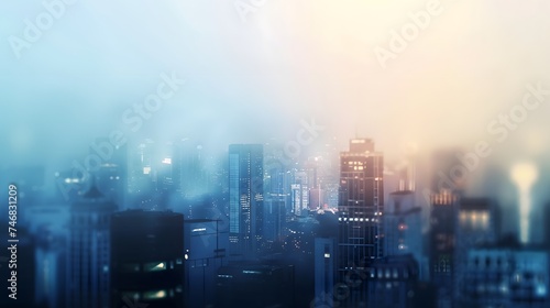 Smog city from PM 2.5 dust, Cityscape of buildings with bad weather and air pollution,Toxic haze in the city, Unhealthy air pollution dust, environment, Blurred image photo