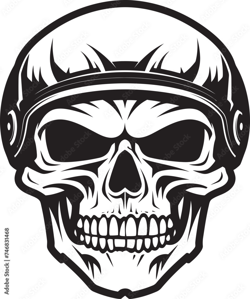 Fototapeta premium SkullGuardian Vector Logo with Skull in Helmet HelmDefender Helmeted Skull Icon Graphic