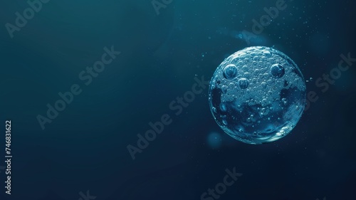 A close-up of a water bubble resembling a planet photo