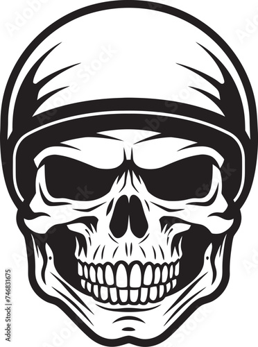 Fototapeta Naklejka Na Ścianę i Meble -  SkeleGuardian Vector Icon with Skull in Helmet BoneDefender Helmeted Skull Logo Design