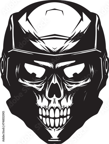 SecureSkull Helmeted Skull Logo Design ArmorArt Vector Icon with Skull in Helmet photo