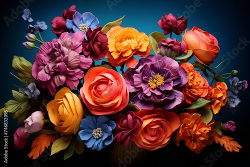 Vibrant Colors, Mixed Flowers Background, Colorful Bouquet Creates a Stunning Floral Backdrop