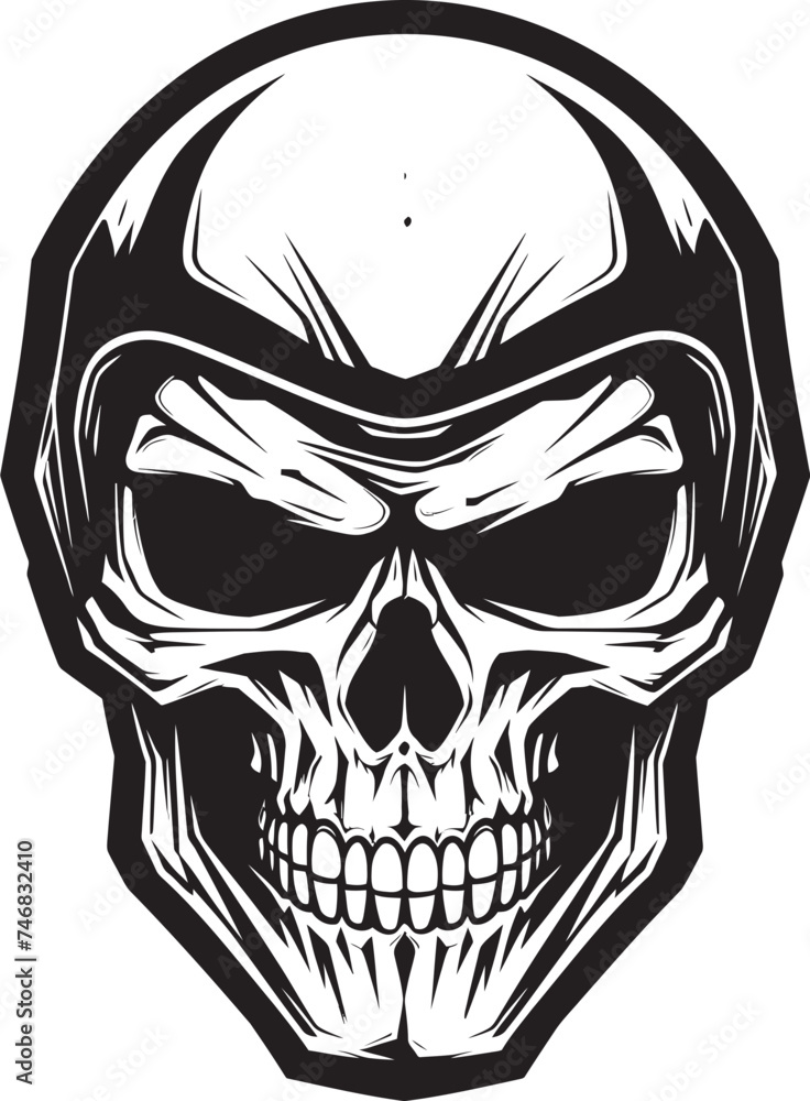 Fototapeta premium SkullArmor Vector Logo with Skull in Helmet HelmKnight Skull Wearing Helmet Icon Design